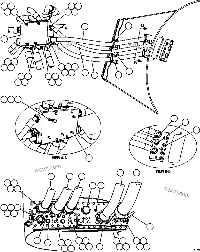 Komatsu parts book diagram for AFE59-FF 930E-4 S/N A31624 & A31628  ANTELOPE COAL: BRAKE COOLING PIPING  1/3