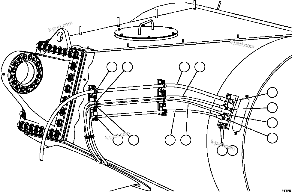 Komatsu parts book diagram for AFE59-FF 930E-4 S/N A31624 & A31628  ANTELOPE COAL: BRAKE APPLY PIPING   3/4