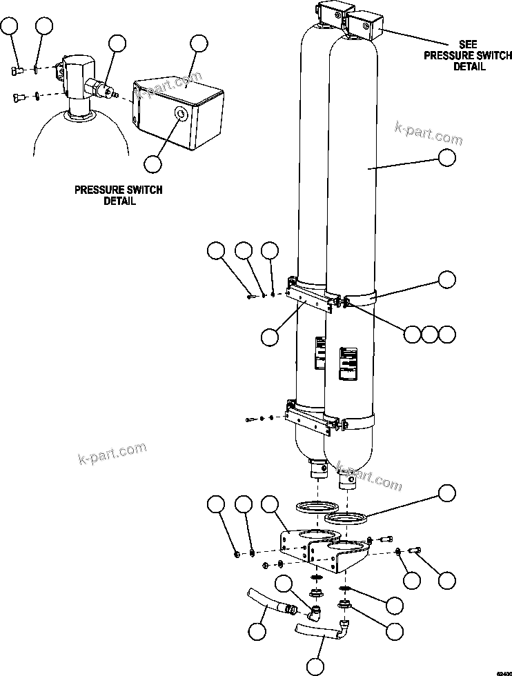Komatsu parts book diagram for AFE59-FF 930E-4 S/N A31624 & A31628  ANTELOPE COAL: STEERING ACCUMULATOR INSTALLATION