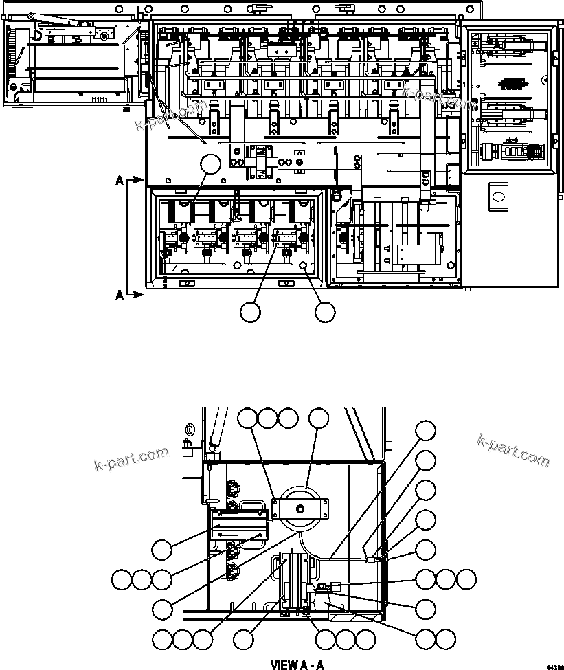Komatsu parts book diagram for AFE59-FF 930E-4 S/N A31624 & A31628  ANTELOPE COAL: CONTROL CABINET - TOP VIEW    2/2