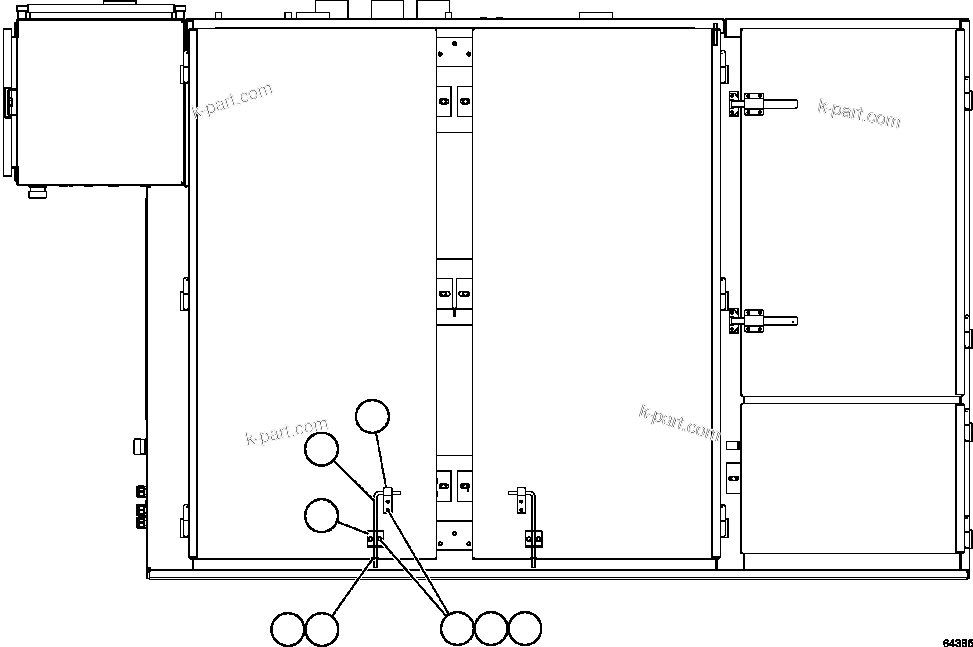 Komatsu parts book diagram for AFE59-FF 930E-4 S/N A31624 & A31628  ANTELOPE COAL: CONTROL CABINET - DOOR STOPS