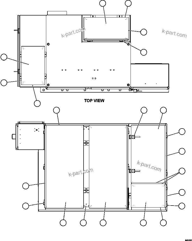 Komatsu parts book diagram for AFE59-FF 930E-4 S/N A31624 & A31628  ANTELOPE COAL: CONTROL CABINET - DOORS & COVERS 1/2  58B-43-00191