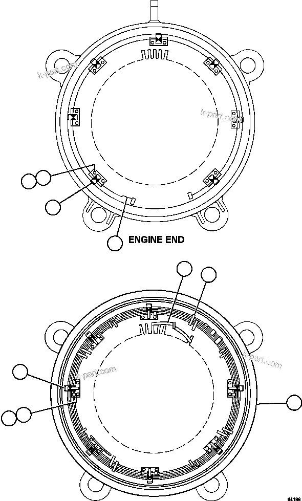 Komatsu parts book diagram for AFE59-FF 930E-4 S/N A31624 & A31628  ANTELOPE COAL: ALTERNATOR - STATOR ASSEMBLY        XA3159