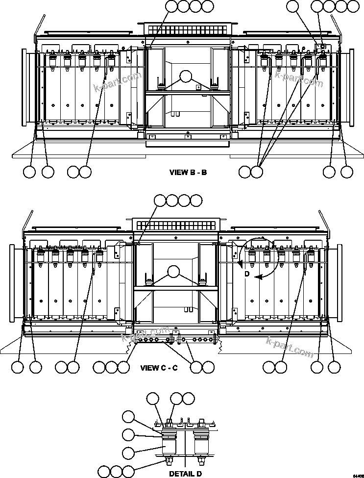 Komatsu parts book diagram for AFE59-FF 930E-4 S/N A31624 & A31628  ANTELOPE COAL: RETARDING GRID ASSEMBLY  3/3    PC3185