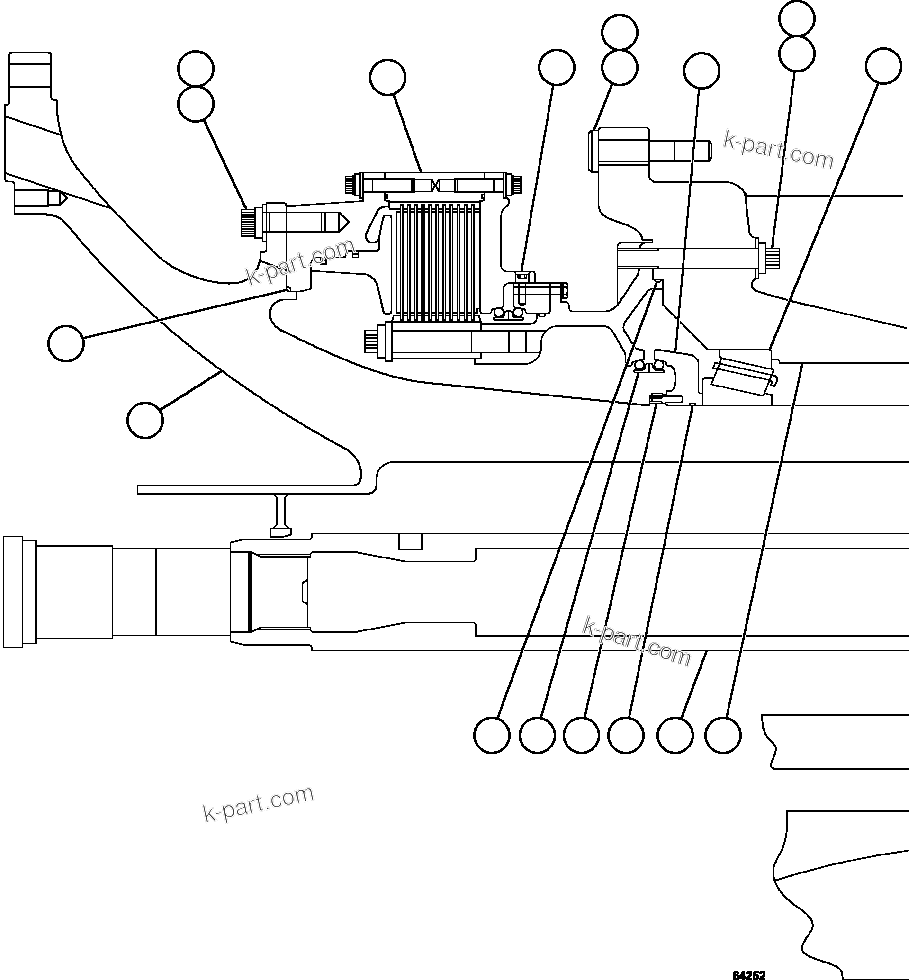 Komatsu parts book diagram for AFE59-FF 930E-4 S/N A31624 & A31628  ANTELOPE COAL: TRANSMISSION, MOTORIZED WHEEL 1/2   58F-30-00011
