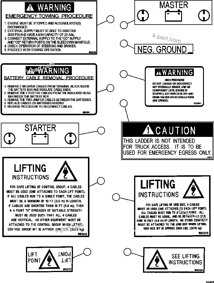 Komatsu parts book diagram for AFE59-FK 930E-4 S/N A31674 - A31676, A31685, A31687 & A31689  JWANENG: DECALS & WARNINGS  3/4