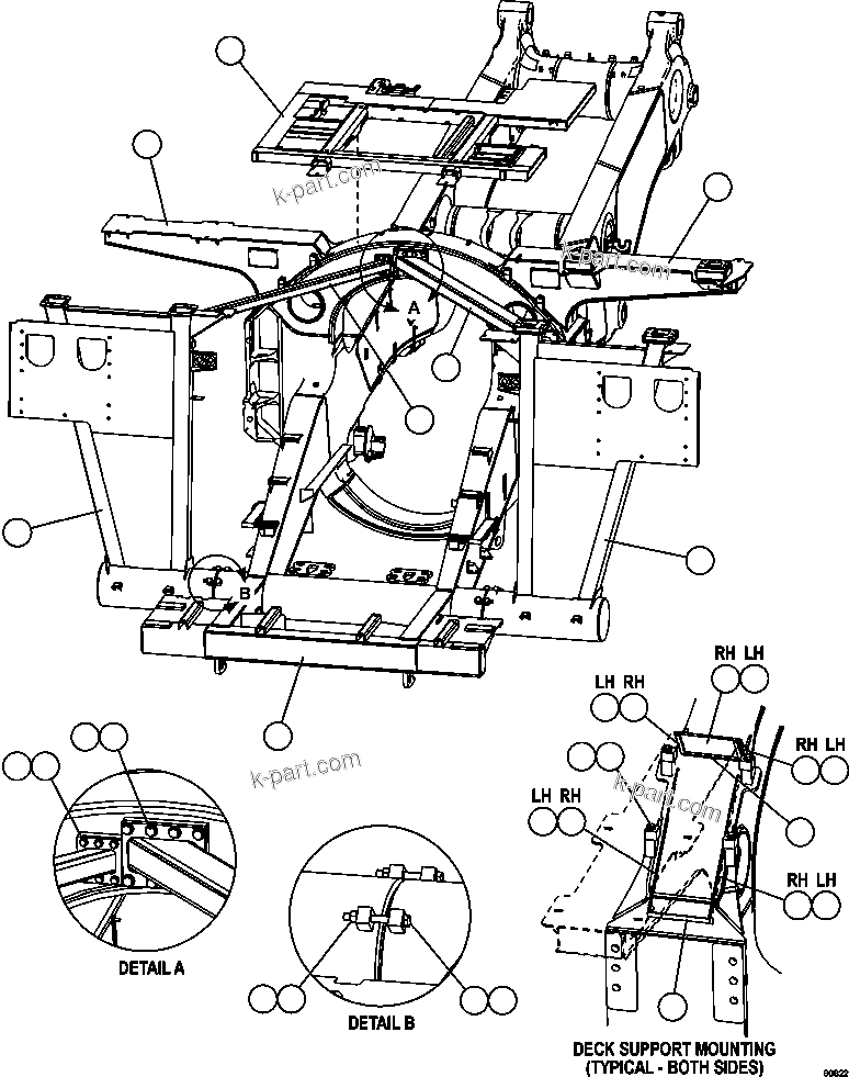 Komatsu parts book diagram for AFE59-FK 930E-4 S/N A31674 - A31676, A31685, A31687 & A31689  JWANENG: FRAME & UPRIGHTS