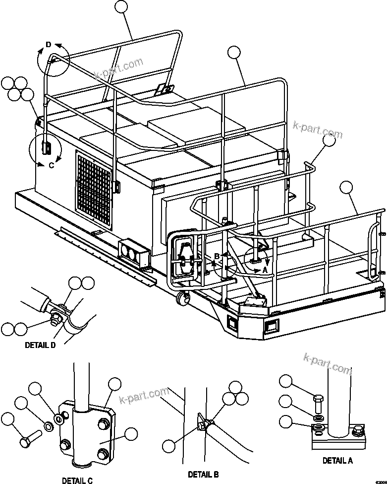 Komatsu parts book diagram for AFE59-FK 930E-4 S/N A31674 - A31676, A31685, A31687 & A31689  JWANENG: R.H. DECK HANDRAILS