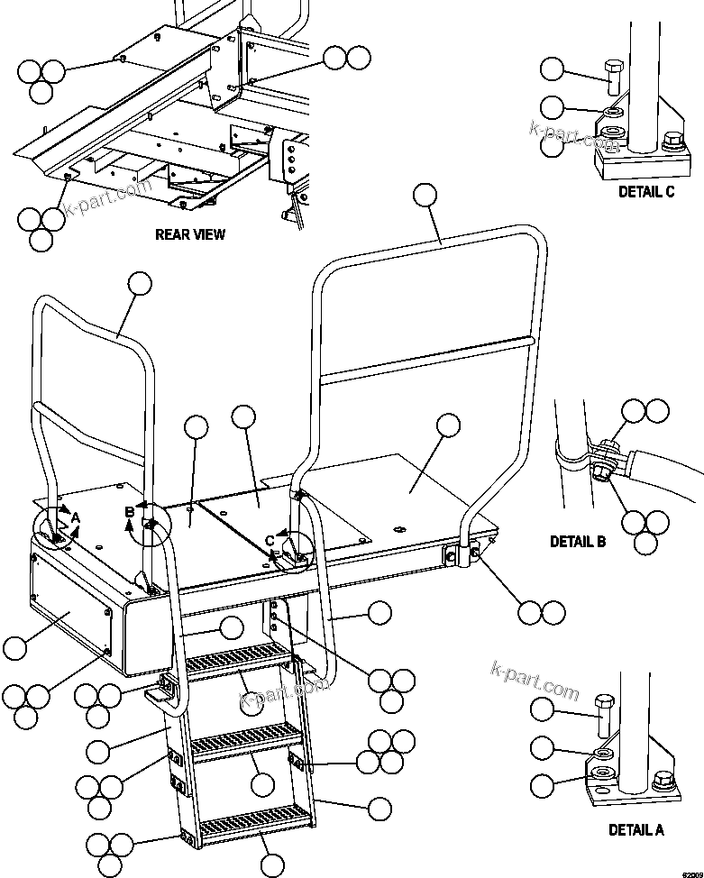 Komatsu parts book diagram for AFE59-FK 930E-4 S/N A31674 - A31676, A31685, A31687 & A31689  JWANENG: LH STEPS & PLATFORM