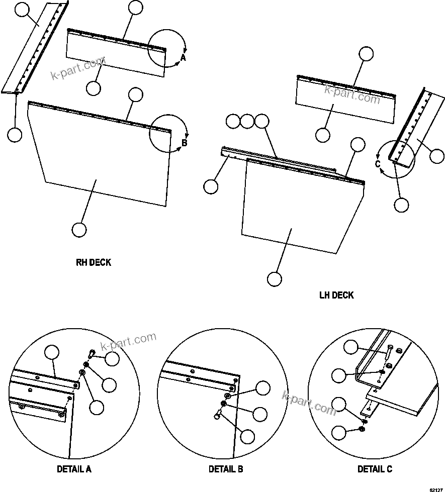 Komatsu parts book diagram for AFE59-FK 930E-4 S/N A31674 - A31676, A31685, A31687 & A31689  JWANENG: DECK MUD FLAPS INSTALLATION