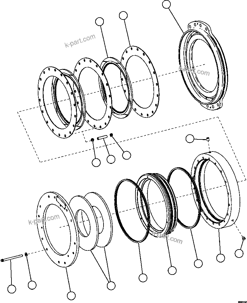 Komatsu parts book diagram for AFE59-FK 930E-4 S/N A31674 - A31676, A31685, A31687 & A31689  JWANENG: PARKING BRAKE ASSEMBLY          58F-33-00040