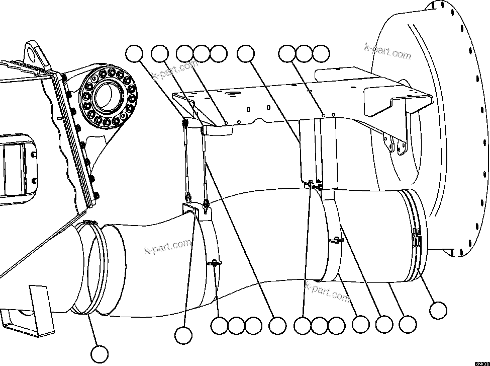 Komatsu parts book diagram for AFE59-FK 930E-4 S/N A31674 - A31676, A31685, A31687 & A31689  JWANENG: DRIVE AXLE BLOWER HOSE