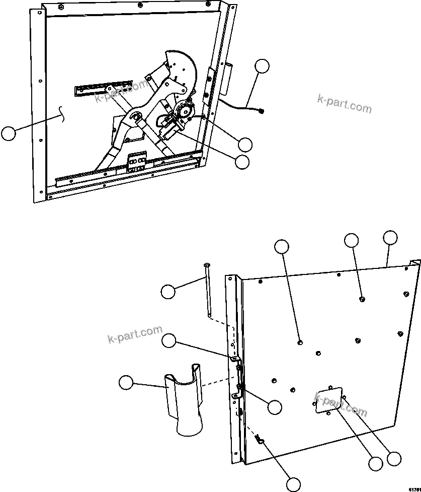 Komatsu parts book diagram for AFE59-FK 930E-4 S/N A31674 - A31676, A31685, A31687 & A31689  JWANENG: INNER DOOR PANEL - LH     58E-54-10120