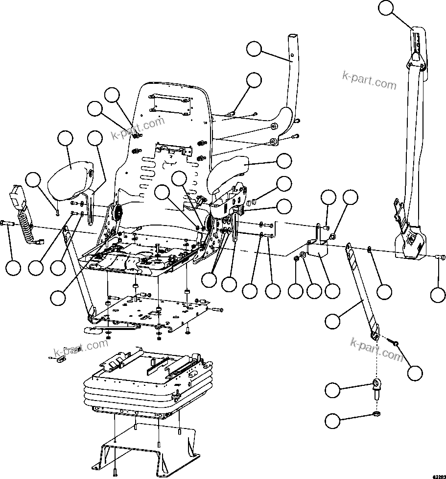 Komatsu parts book diagram for AFE59-FK 930E-4 S/N A31674 - A31676, A31685, A31687 & A31689  JWANENG: SEAT ASSEMBLY    2/2     58E-57-00500