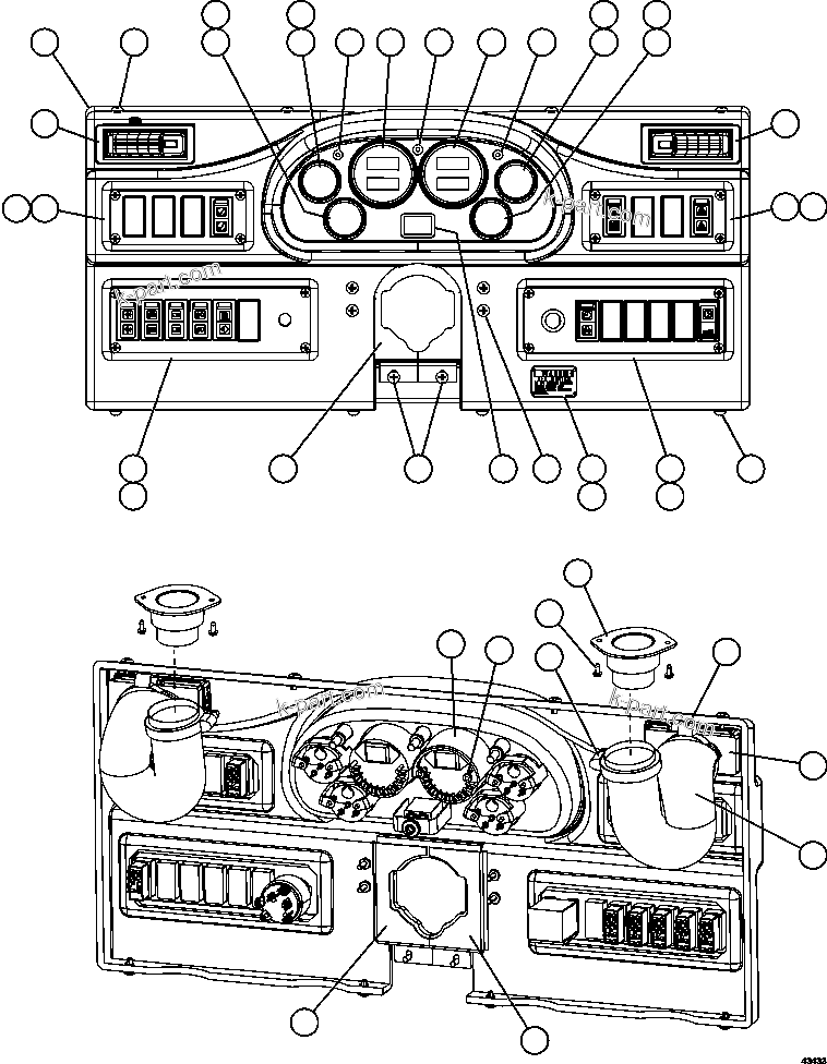 Komatsu parts book diagram for AFE59-FK 930E-4 S/N A31674 - A31676, A31685, A31687 & A31689  JWANENG: INSTRUMENT PANEL ASSEMBLY    EM4322