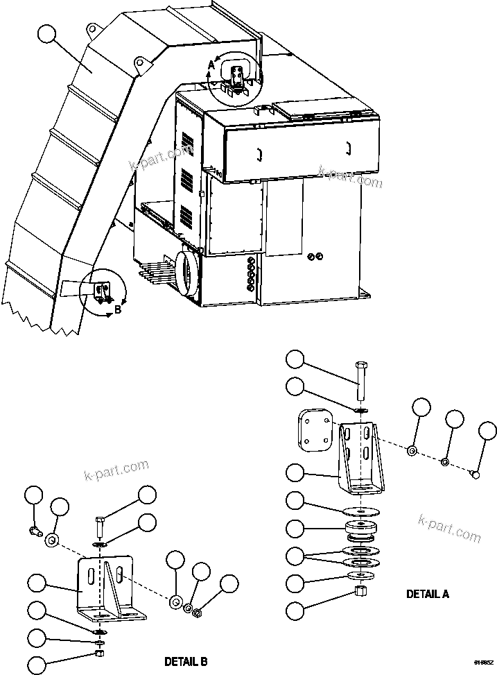 Komatsu parts book diagram for AFE59-FK 930E-4 S/N A31674 - A31676, A31685, A31687 & A31689  JWANENG: BLOWER INLET DUCT INSTALLATION