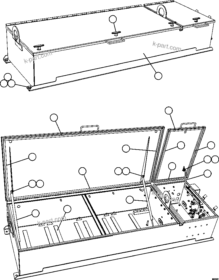 Komatsu parts book diagram for AFE59-FK 930E-4 S/N A31674 - A31676, A31685, A31687 & A31689  JWANENG: BATTERY BOX    1/5