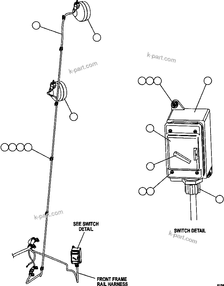 Komatsu parts book diagram for AFE59-FK 930E-4 S/N A31674 - A31676, A31685, A31687 & A31689  JWANENG: ENGINE BAY LIGHTS