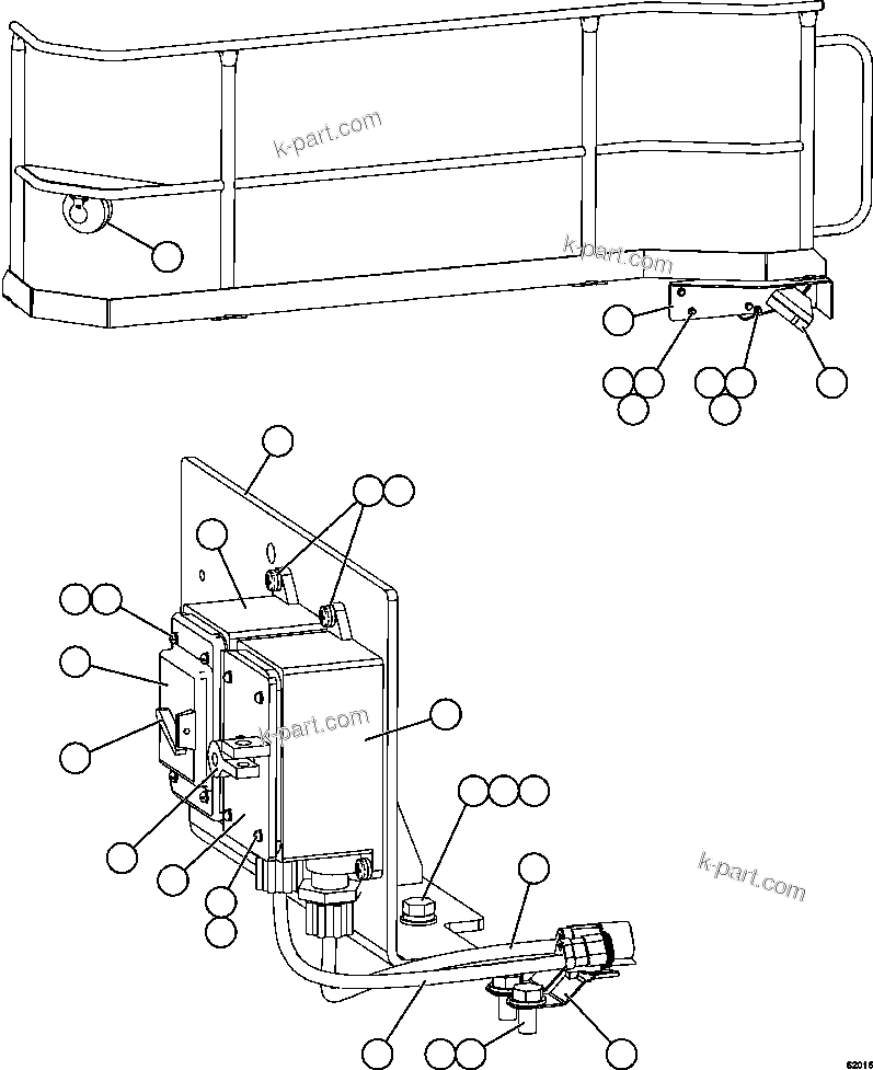 Komatsu parts book diagram for AFE59-FK 930E-4 S/N A31674 - A31676, A31685, A31687 & A31689  JWANENG: LADDER LIGHT/ENGINE SHUTDOWN SWITCHES
