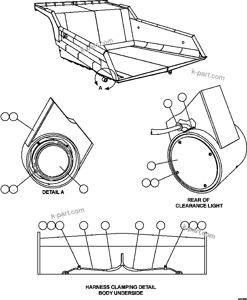 Komatsu parts book diagram for AFE59-FK 930E-4 S/N A31674 - A31676, A31685, A31687 & A31689  JWANENG: REAR TURN SIGNAL & CLEARANCE LIGHTS