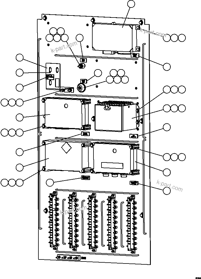 Komatsu parts book diagram for AFE59-FK 930E-4 S/N A31674 - A31676, A31685, A31687 & A31689  JWANENG: AUXILIARY CONTROL CABINET - RIGHT SIDE WALL  1/2