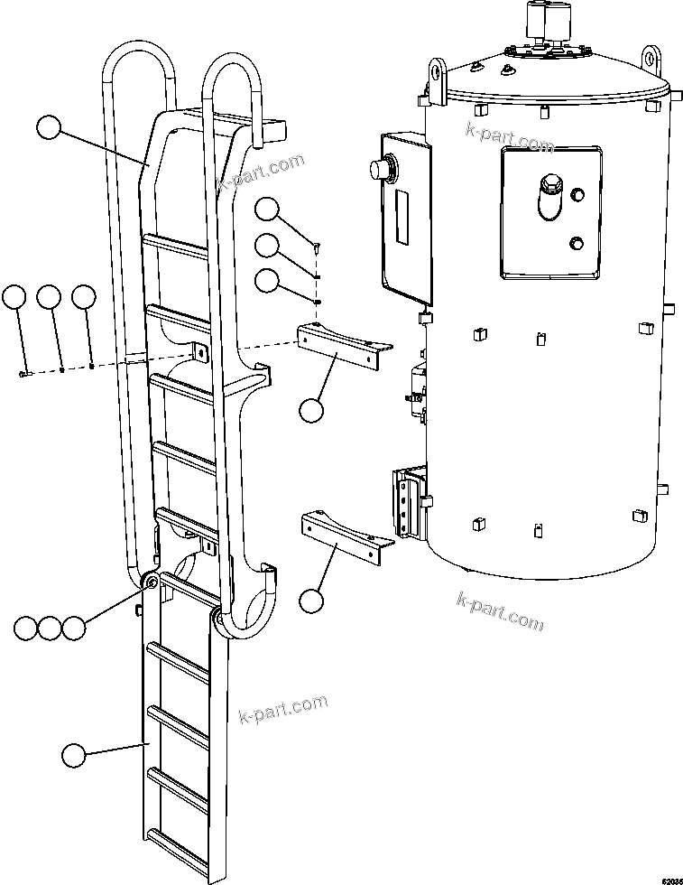 Komatsu parts book diagram for AFE59-FK 930E-4 S/N A31674 - A31676, A31685, A31687 & A31689  JWANENG: HYDRAULIC TANK LADDER