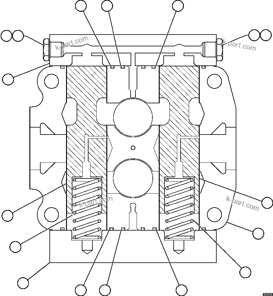 Komatsu parts book diagram for AFE59-FK 930E-4 S/N A31674 - A31676, A31685, A31687 & A31689  JWANENG: SPOOL SECTION ASSEMBLY - TANK     BF3050