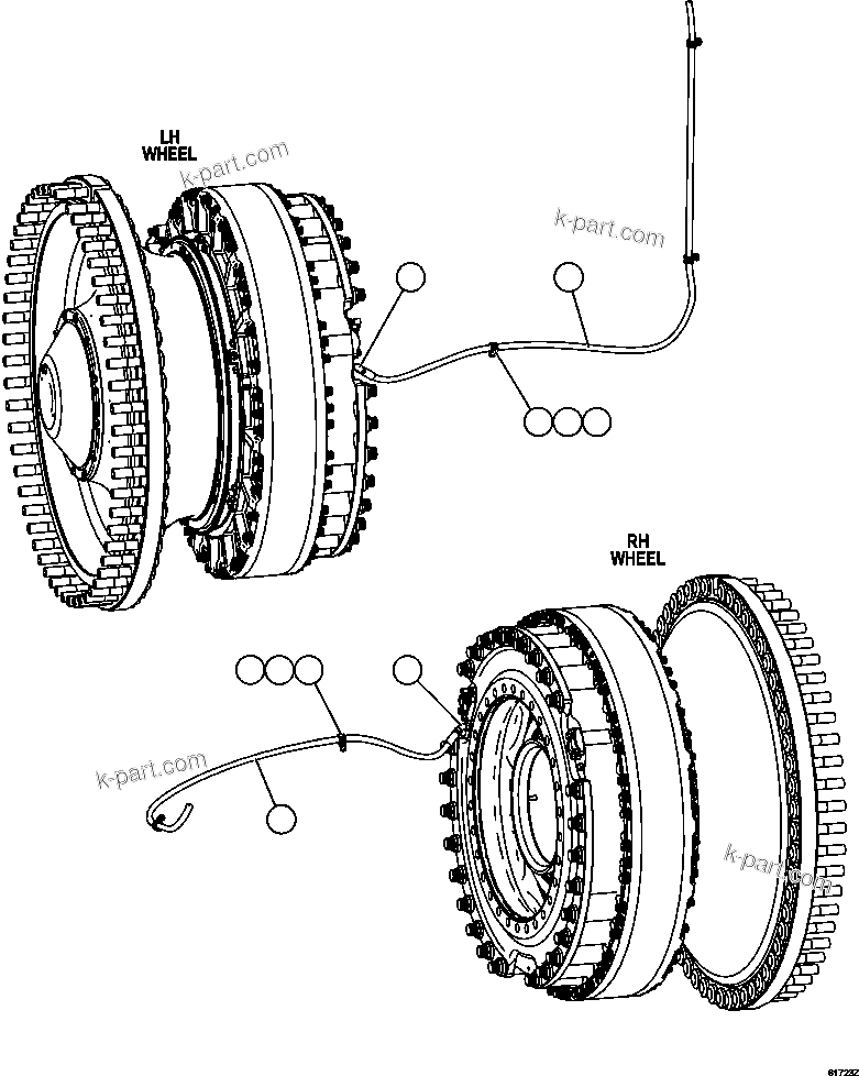 Komatsu parts book diagram for AFE59-FK 930E-4 S/N A31674 - A31676, A31685, A31687 & A31689  JWANENG: BRAKE APPLY PIPING   1/4