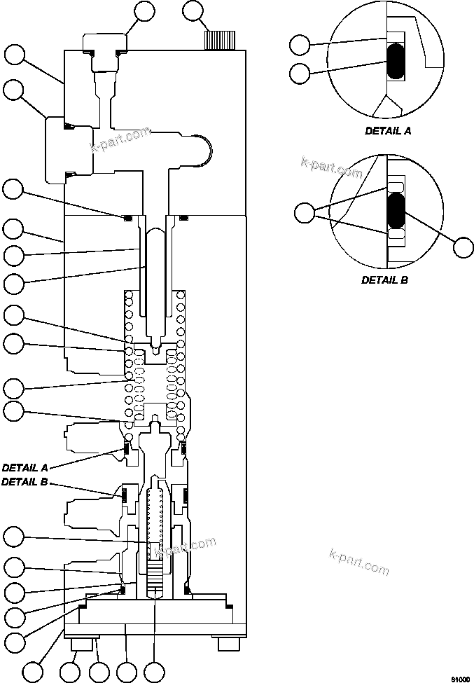 Komatsu parts book diagram for AFE59-FK 930E-4 S/N A31674 - A31676, A31685, A31687 & A31689  JWANENG: DUAL RELAY VALVE                     PC1531
