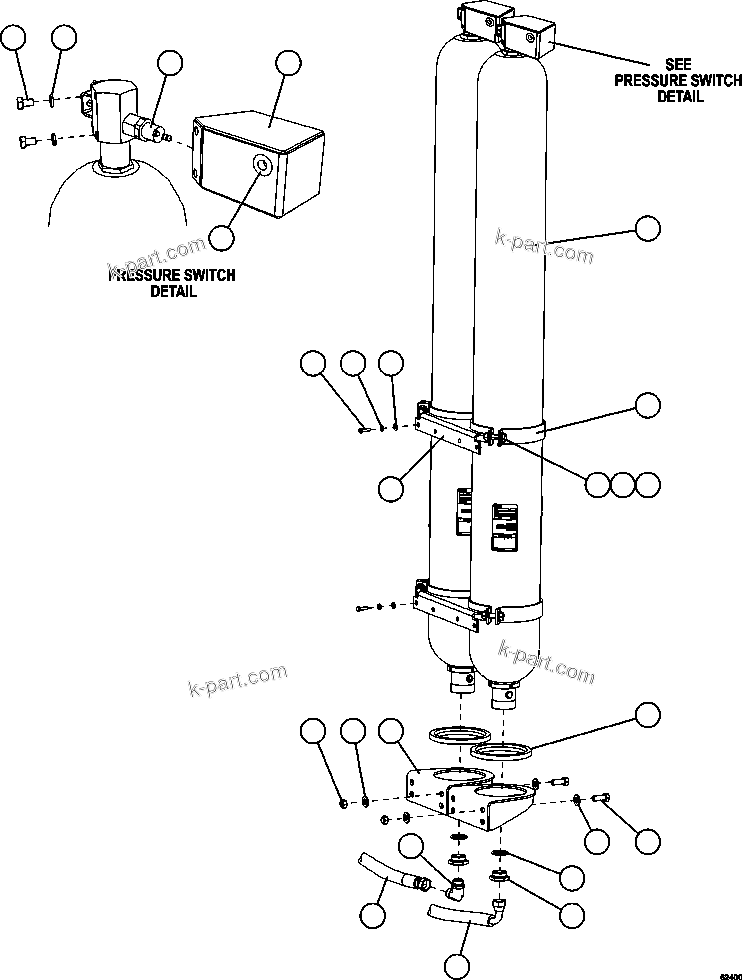 Komatsu parts book diagram for AFE59-FK 930E-4 S/N A31674 - A31676, A31685, A31687 & A31689  JWANENG: STEERING ACCUMULATOR INSTALLATION