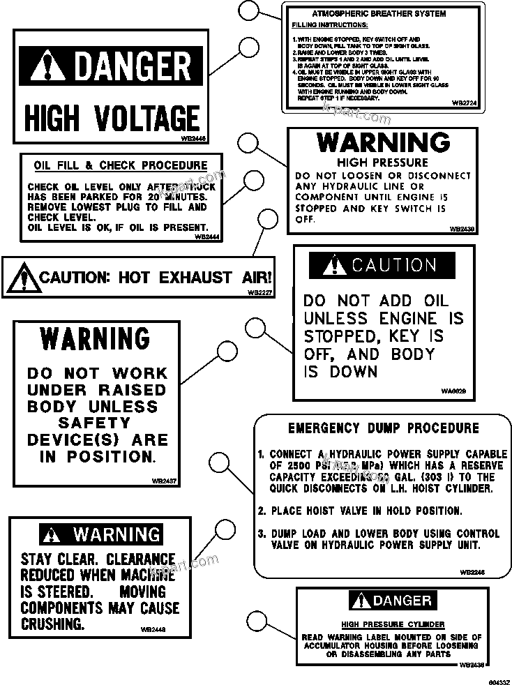Komatsu parts book diagram for AFE59-FL 930E-4 S/N A31693, A31701, A31710, A31714, A31738 & A31740  TECK - GREENHILLS / FORDING RIVER / QUINTETTE: DECALS & WARNINGS    1/4