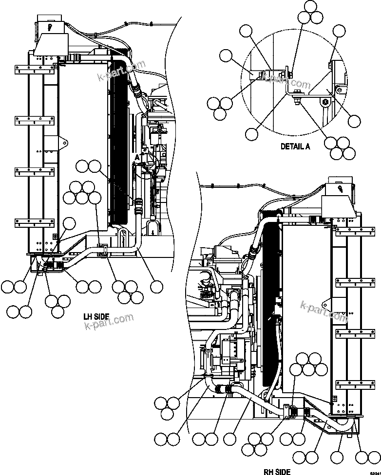 Komatsu parts book diagram for AFE59-FL 930E-4 S/N A31693, A31701, A31710, A31714, A31738 & A31740  TECK - GREENHILLS / FORDING RIVER / QUINTETTE: RADIATOR PIPING    3/4