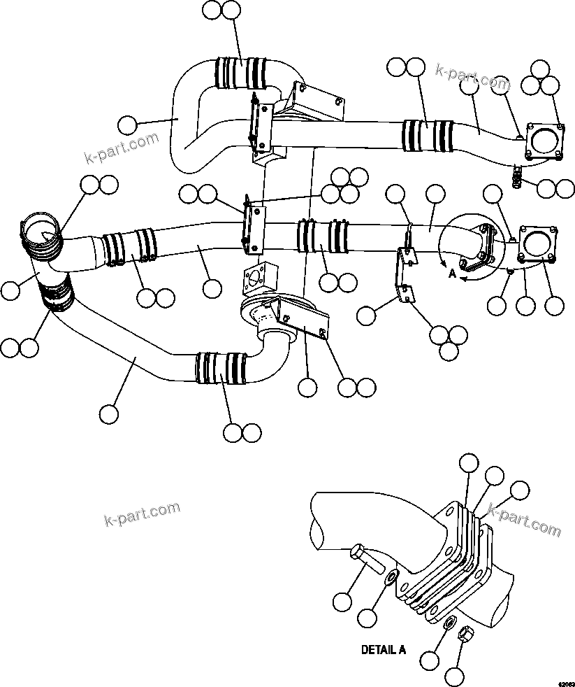 Komatsu parts book diagram for AFE59-FL 930E-4 S/N A31693, A31701, A31710, A31714, A31738 & A31740  TECK - GREENHILLS / FORDING RIVER / QUINTETTE: RADIATOR PIPING    4/4