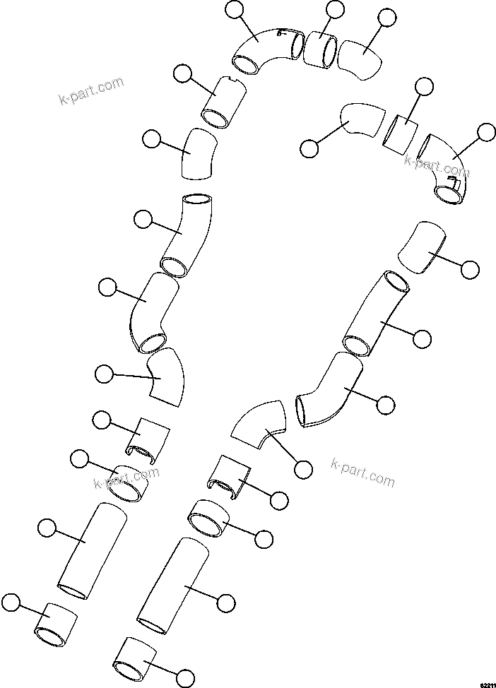 Komatsu parts book diagram for AFE59-FL 930E-4 S/N A31693, A31701, A31710, A31714, A31738 & A31740  TECK - GREENHILLS / FORDING RIVER / QUINTETTE: EXHAUST BLANKETS - BETWEEN RAILS