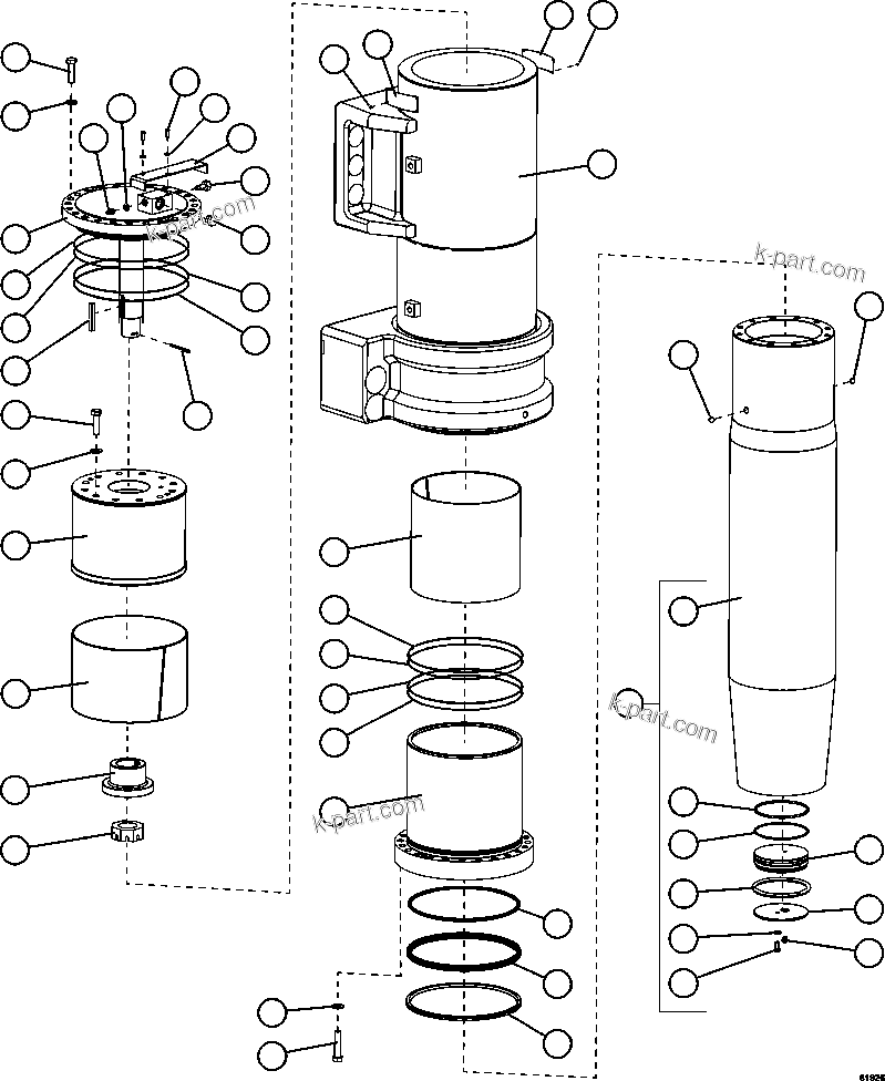 Komatsu parts book diagram for AFE59-FL 930E-4 S/N A31693, A31701, A31710, A31714, A31738 & A31740  TECK - GREENHILLS / FORDING RIVER / QUINTETTE: FRONT SUSPENSION ASSEMBLY        XB3916