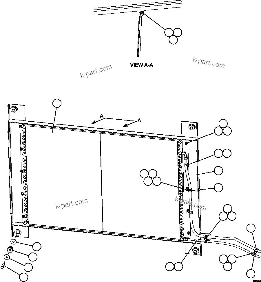 Komatsu parts book diagram for AFE59-FL 930E-4 S/N A31693, A31701, A31710, A31714, A31738 & A31740  TECK - GREENHILLS / FORDING RIVER / QUINTETTE: AIR CONDITIONING - CONDENSER INSTALLATION