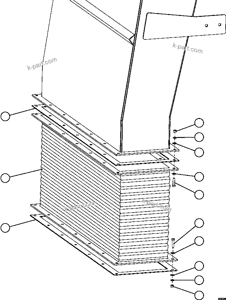 Komatsu parts book diagram for AFE59-FL 930E-4 S/N A31693, A31701, A31710, A31714, A31738 & A31740  TECK - GREENHILLS / FORDING RIVER / QUINTETTE: BLOWER INLET DUCT TRANSITION INSTALLATION