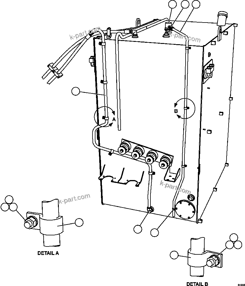 Komatsu parts book diagram for AFE59-FL 930E-4 S/N A31693, A31701, A31710, A31714, A31738 & A31740  TECK - GREENHILLS / FORDING RIVER / QUINTETTE: FUEL SYSTEM PIPING   2/4