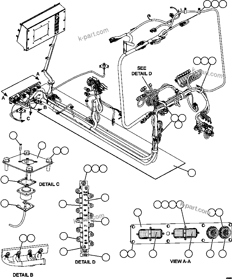 Komatsu parts book diagram for AFE59-FL 930E-4 S/N A31693, A31701, A31710, A31714, A31738 & A31740  TECK - GREENHILLS / FORDING RIVER / QUINTETTE: INTERNAL CAB WIRING