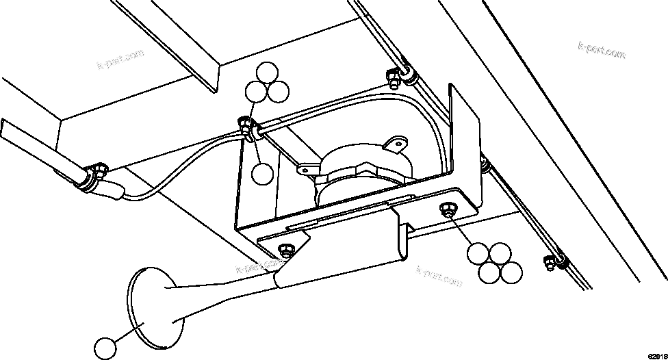 Komatsu parts book diagram for AFE59-FL 930E-4 S/N A31693, A31701, A31710, A31714, A31738 & A31740  TECK - GREENHILLS / FORDING RIVER / QUINTETTE: HORN INSTALLATION