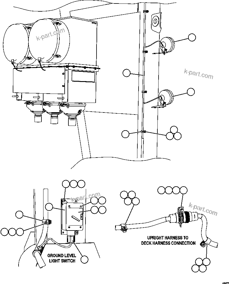 Komatsu parts book diagram for AFE59-FL 930E-4 S/N A31693, A31701, A31710, A31714, A31738 & A31740  TECK - GREENHILLS / FORDING RIVER / QUINTETTE: RH UPRIGHT SERVICE LIGHTS