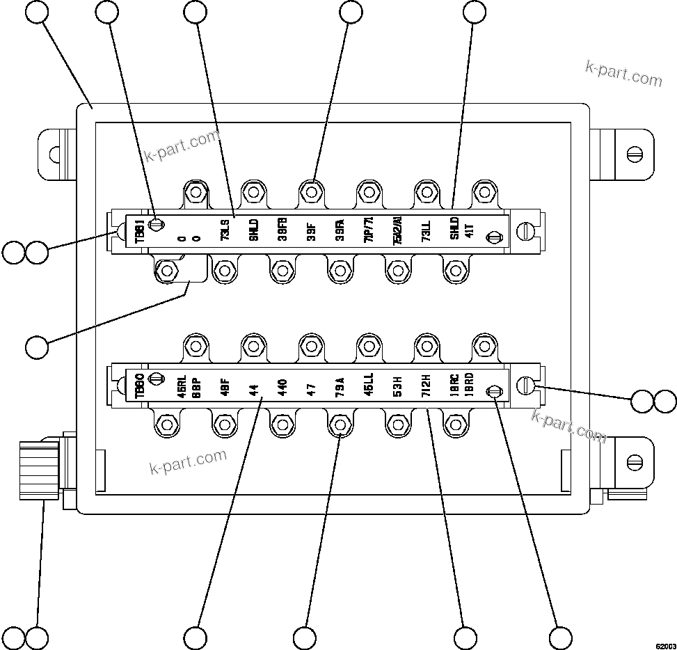 Komatsu parts book diagram for AFE59-FL 930E-4 S/N A31693, A31701, A31710, A31714, A31738 & A31740  TECK - GREENHILLS / FORDING RIVER / QUINTETTE: JUNCTION BOX ASSEMBLY - REAR      XB5566