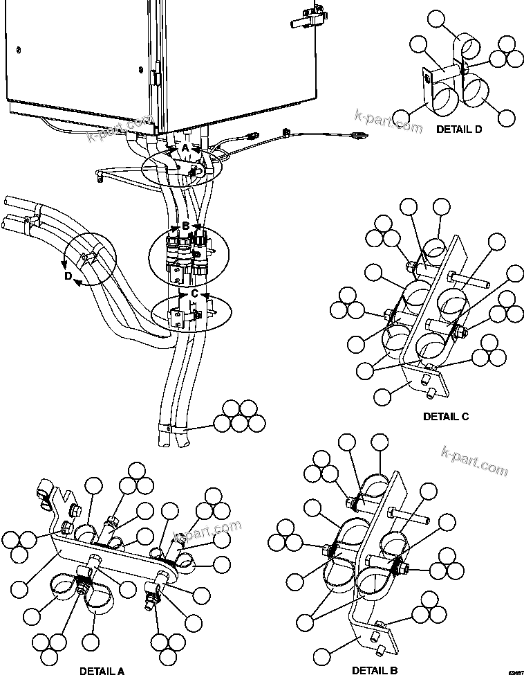 Komatsu parts book diagram for AFE59-FL 930E-4 S/N A31693, A31701, A31710, A31714, A31738 & A31740  TECK - GREENHILLS / FORDING RIVER / QUINTETTE: AUXILIARY CONTROL CABINET EXTERNAL HARNESSES