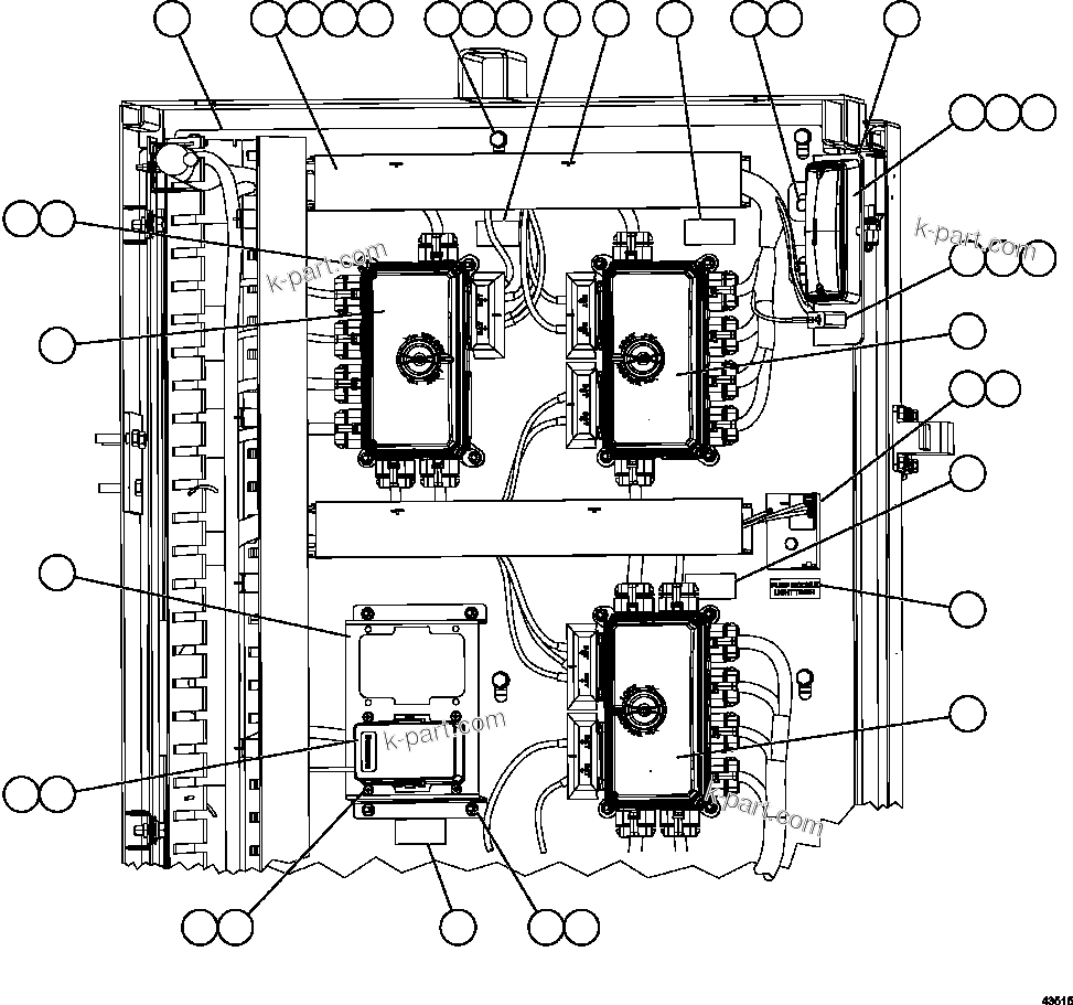 Komatsu parts book diagram for AFE59-FL 930E-4 S/N A31693, A31701, A31710, A31714, A31738 & A31740  TECK - GREENHILLS / FORDING RIVER / QUINTETTE: AUXILIARY CONTROL CABINET COMPONENTS - RH WALL 1/2