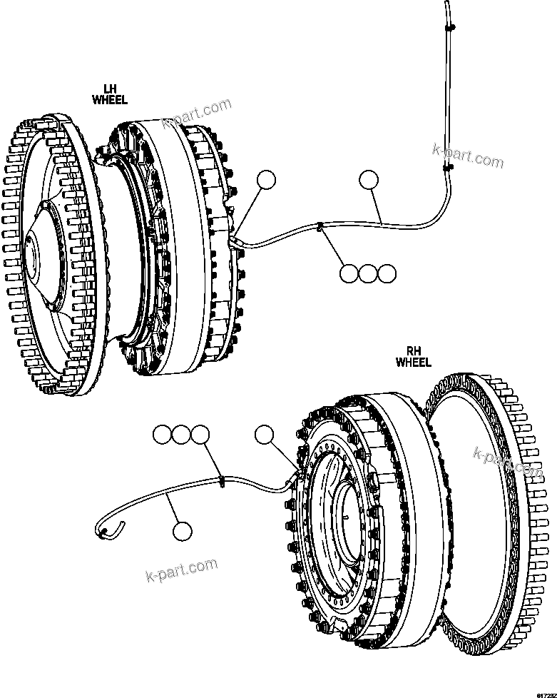 Komatsu parts book diagram for AFE59-FL 930E-4 S/N A31693, A31701, A31710, A31714, A31738 & A31740  TECK - GREENHILLS / FORDING RIVER / QUINTETTE: BRAKE APPLY PIPING    1/4