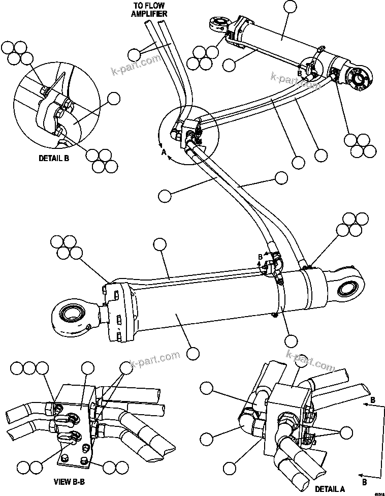 Komatsu parts book diagram for AFE59-FL 930E-4 S/N A31693, A31701, A31710, A31714, A31738 & A31740  TECK - GREENHILLS / FORDING RIVER / QUINTETTE: STEERING CYLINDER PIPING
