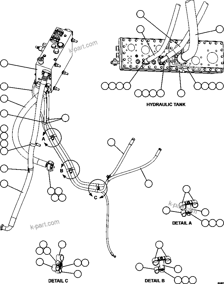 Komatsu parts book diagram for AFE59-FL 930E-4 S/N A31693, A31701, A31710, A31714, A31738 & A31740  TECK - GREENHILLS / FORDING RIVER / QUINTETTE: STEERING SYSTEM PIPING   2/2