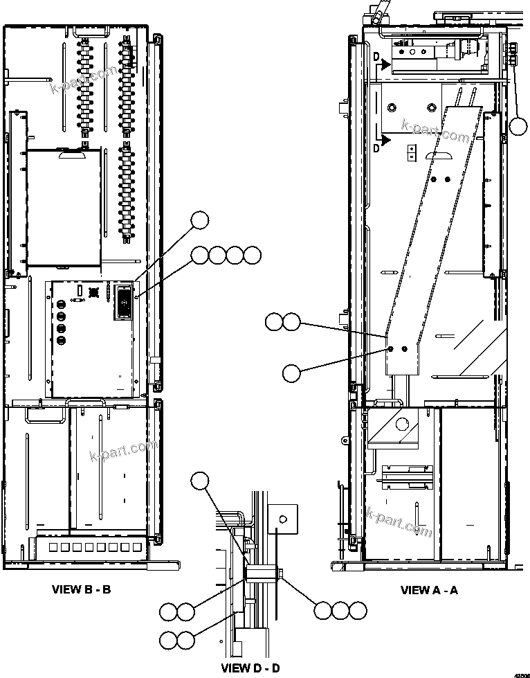 Komatsu parts book diagram for AFE59-FL 930E-4 S/N A31693, A31701, A31710, A31714, A31738 & A31740  TECK - GREENHILLS / FORDING RIVER / QUINTETTE: CONTROL CABINET - LH COMPARTMENT 2/2  58F-43-00040