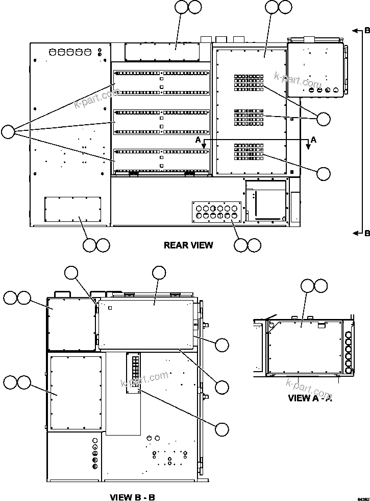 Komatsu parts book diagram for AFE59-FL 930E-4 S/N A31693, A31701, A31710, A31714, A31738 & A31740  TECK - GREENHILLS / FORDING RIVER / QUINTETTE: CONTROL CABINET - DOORS & COVERS 2/2  58B-43-00191