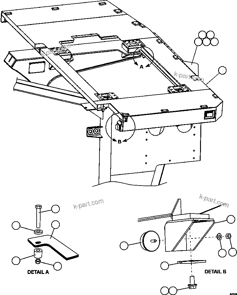 Komatsu parts book diagram for AFE59-FV 930E-4 S/N A31832 - A31834, A31838 - A31839 & A31847 - A31848  LOS BRONCES: LH DECK INSTALLATION